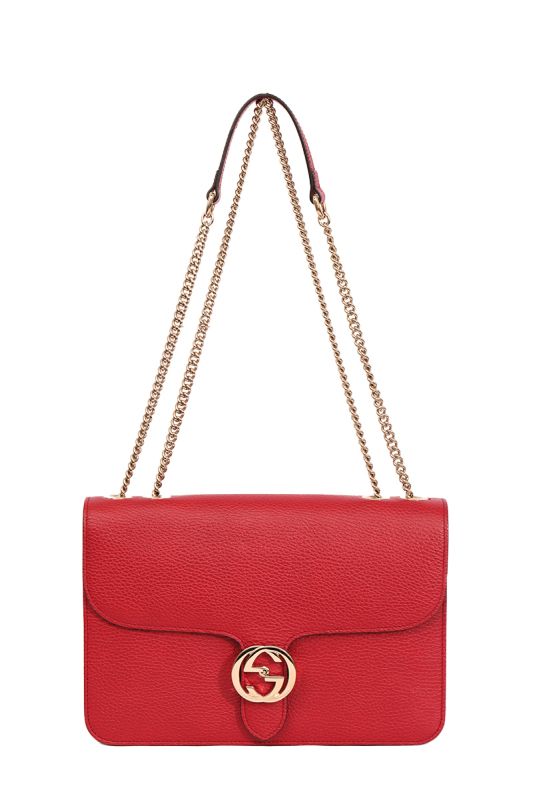 Gucci Interlocking Chain Shoulder Red Bag