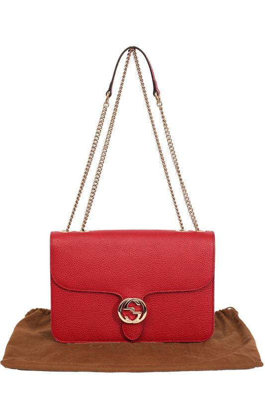 Gucci Interlocking Chain Shoulder Red Bag