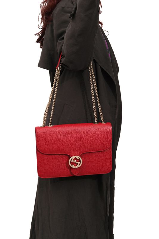 Gucci Interlocking Chain Shoulder Red Bag