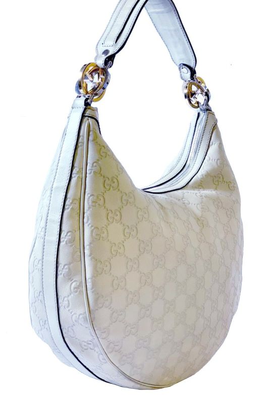 GUCCI LEATHER OFF WHITE GG TWINS HOBO