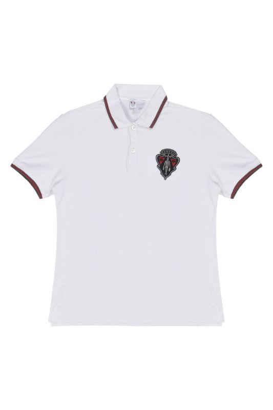 Gucci Men’s Slim Fit Hysteria Crest Web Trim White Polo T-Shirt