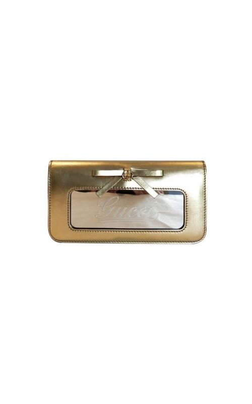 GUCCI METALLIC GOLD BOW CLUTCH