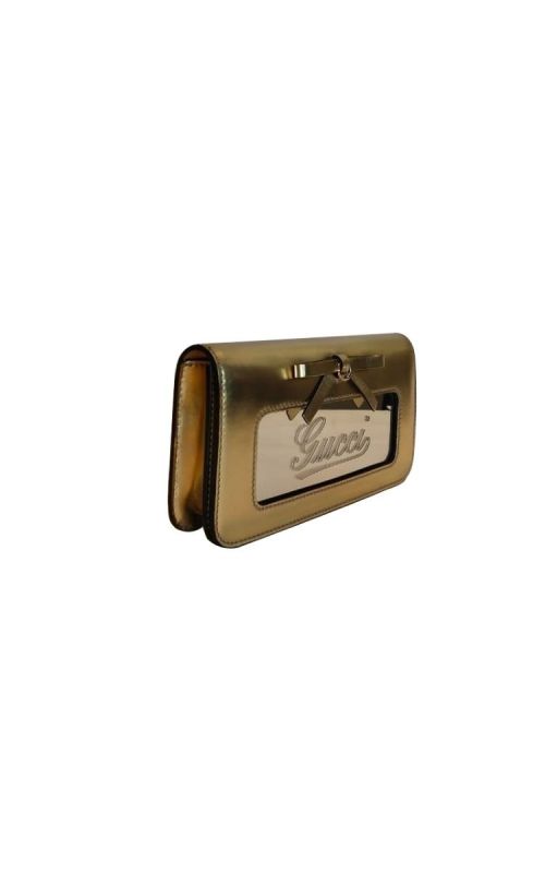 GUCCI METALLIC GOLD BOW CLUTCH