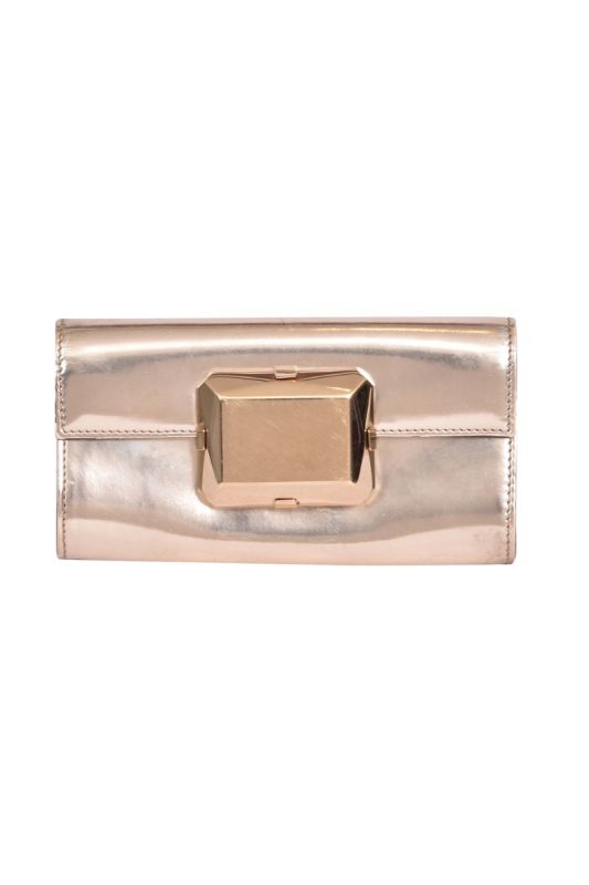 Gucci Metallic Gold Leather Gem Clutch