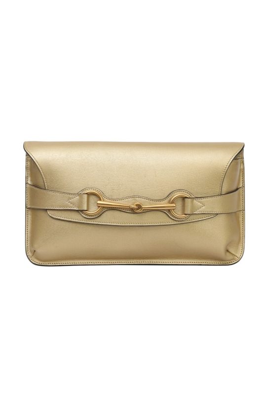 Gucci Metallic Leather Horse Bit Clutch