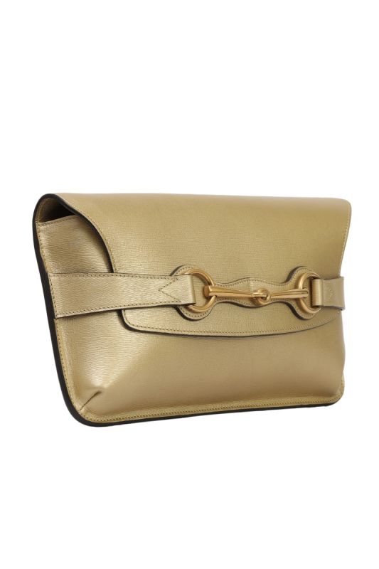 Gucci Metallic Leather Horse Bit Clutch