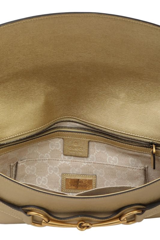 Gucci Metallic Leather Horse Bit Clutch