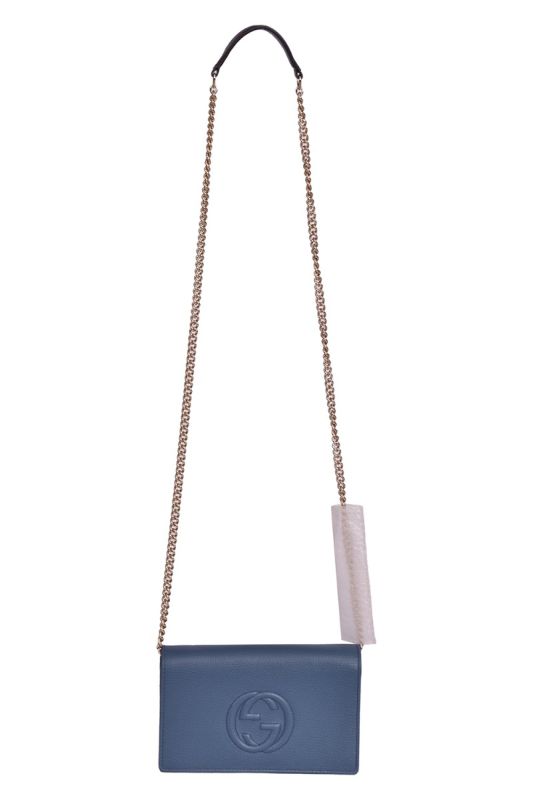 Gucci Mini Soho Pebbled Leather WalletOn Chain