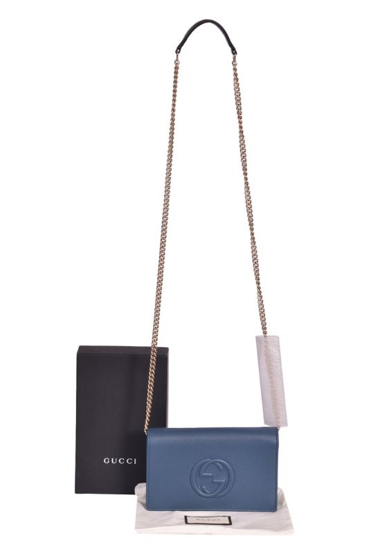 Gucci Mini Soho Pebbled Leather WalletOn Chain