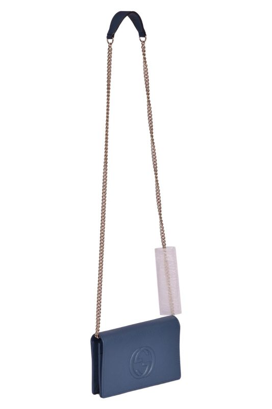 Gucci Mini Soho Pebbled Leather WalletOn Chain