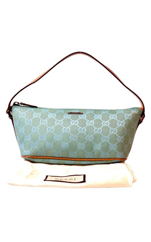 GUCCI MONOGRAM BLUISH GREEN POCHETTE