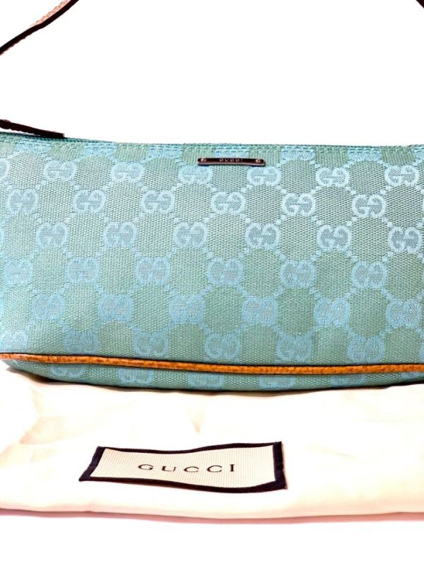 GUCCI MONOGRAM BLUISH GREEN POCHETTE