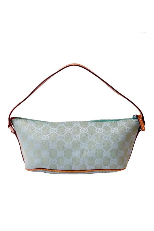 GUCCI MONOGRAM BLUISH GREEN POCHETTE