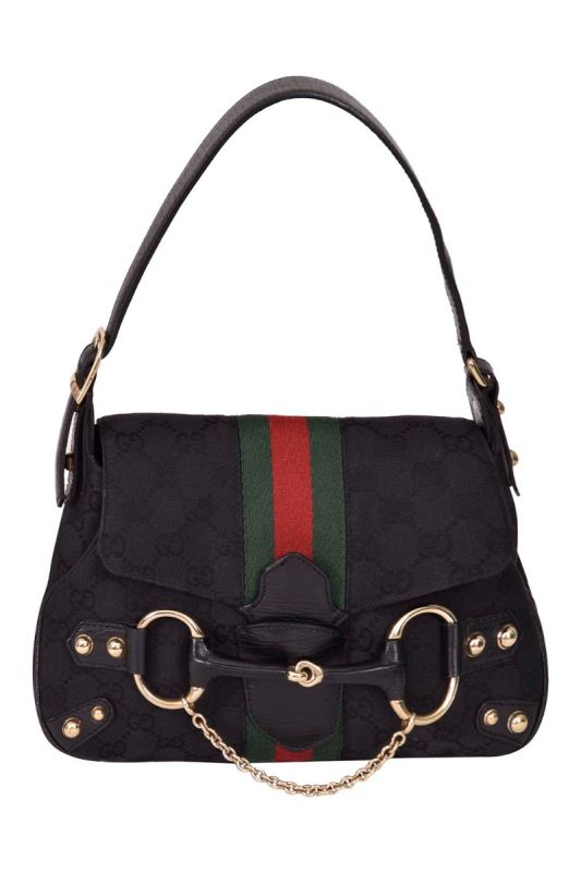 Gucci Monogram Horsebit Web Flap Bag