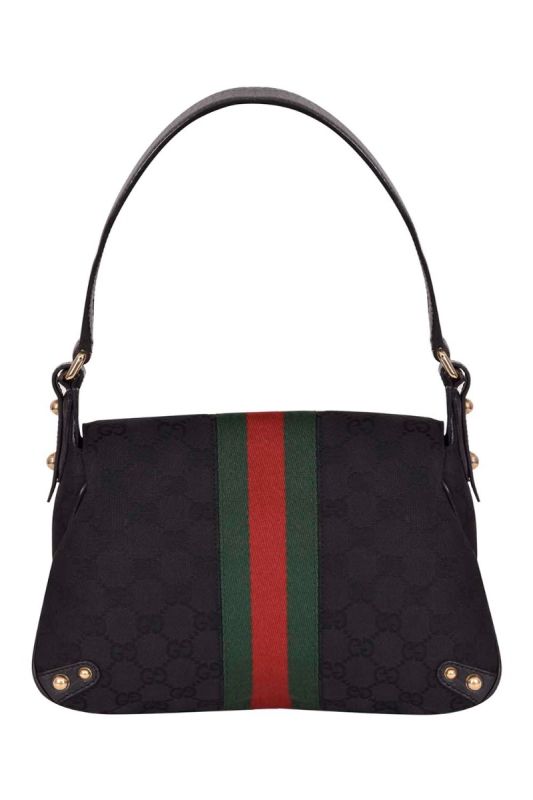 Gucci Monogram Horsebit Web Flap Bag