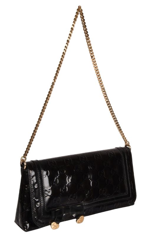 GUCCI MONOGRAM SIMA PATENT LEATHER BAG