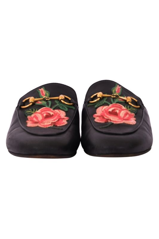 Gucci Princetown Floral Black Mules