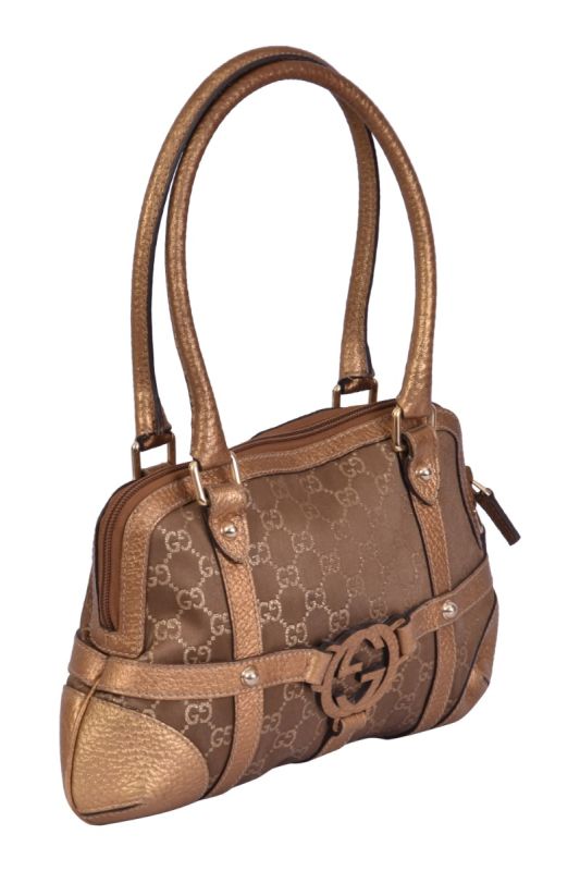 Gucci Reins Gold Monogram Hobo Handbag
