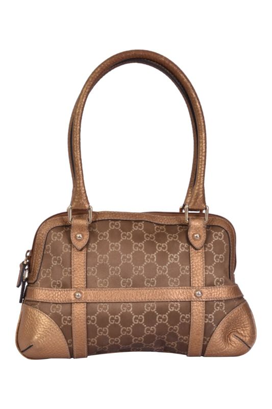 Gucci Reins Gold Monogram Hobo Handbag