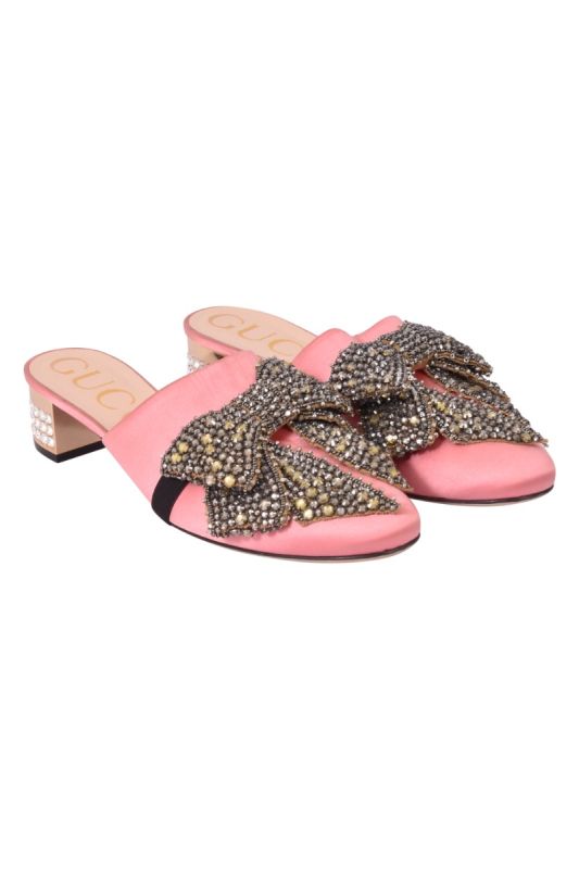 Gucci Satin Candy Bow Embellished Mules
