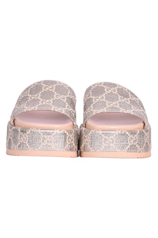 Gucci Silver Lame GG Sandals