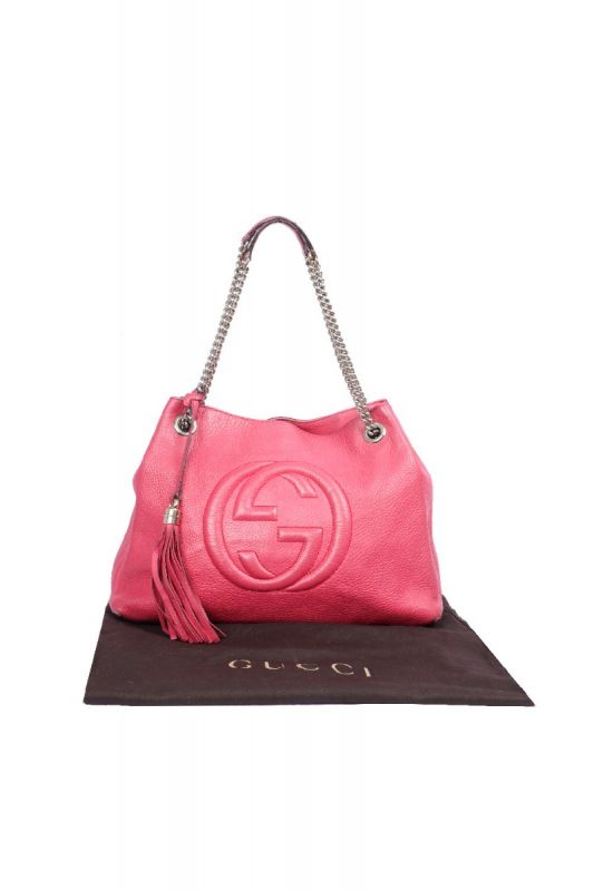 Gucci Soho Chain Pink Leather Shoulder Bag