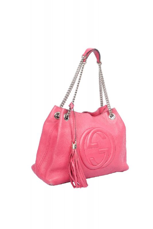 Gucci Soho Chain Pink Leather Shoulder Bag