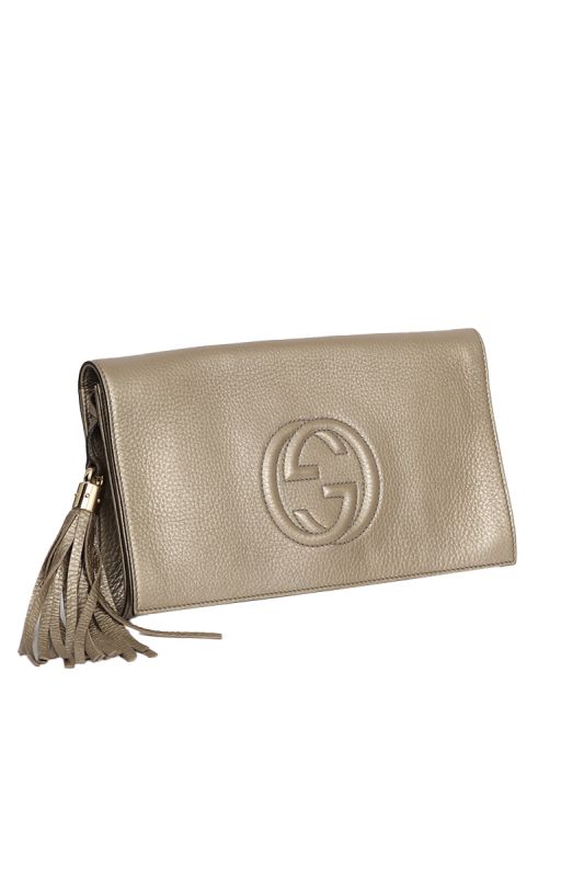Gucci Soho Gold Leather Clutch