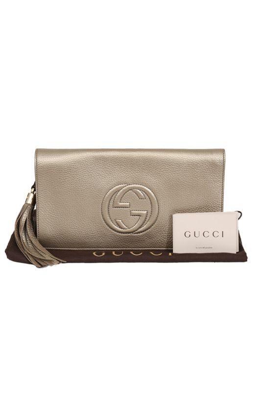 Gucci Soho Gold Leather Clutch
