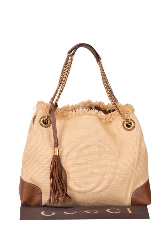 Gucci Soho Fringe Tassel Raffia Bag