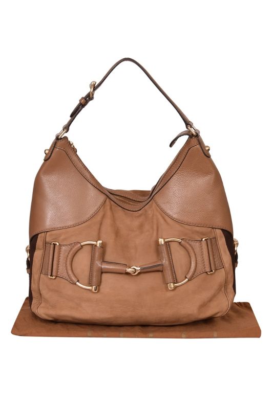 Gucci Tan Leather Horsebit Heritage Hobo Bag