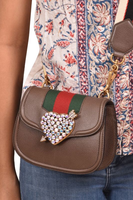 Gucci Totem Crystal Heart Crossbody Bag