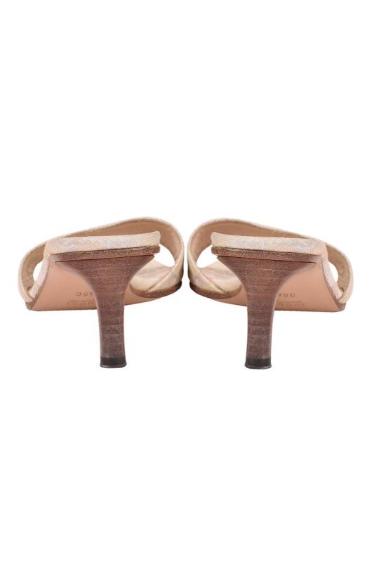 Gucci Vintage GG Monogram Beige Canvas Mules Slides