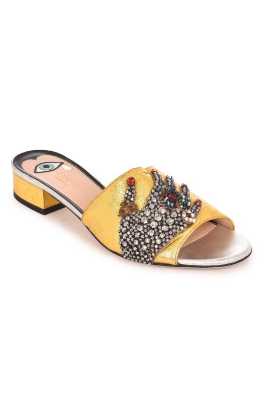 GUCCI WANGY EMBELLISHED FLAT SLIDES