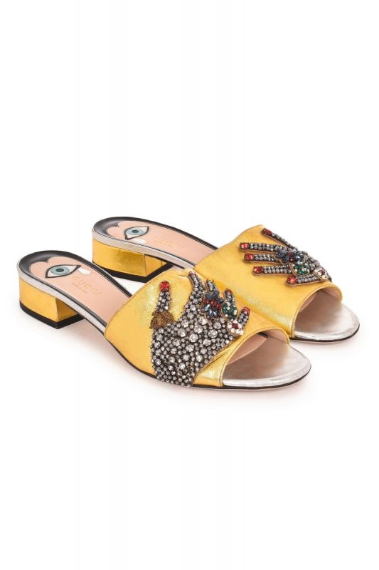 GUCCI WANGY EMBELLISHED FLAT SLIDES