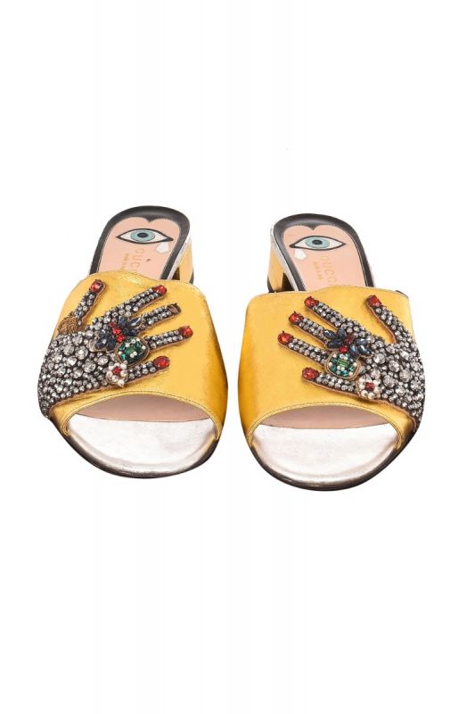GUCCI WANGY EMBELLISHED FLAT SLIDES