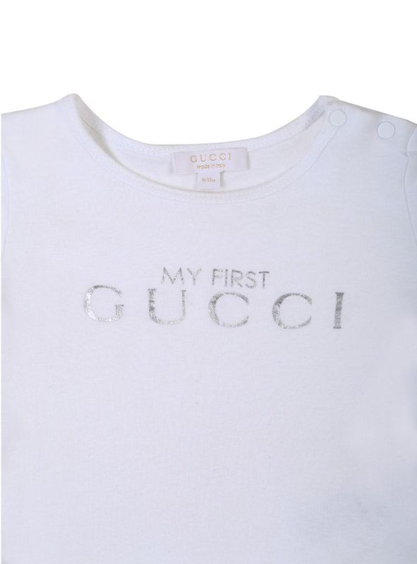 GUCCI WHITE CLASSIC GUCCI ONESIE WITH BIB