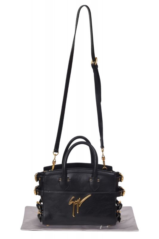 Guiseppe Zanotti Black Leather Angelina Top Handle Bag