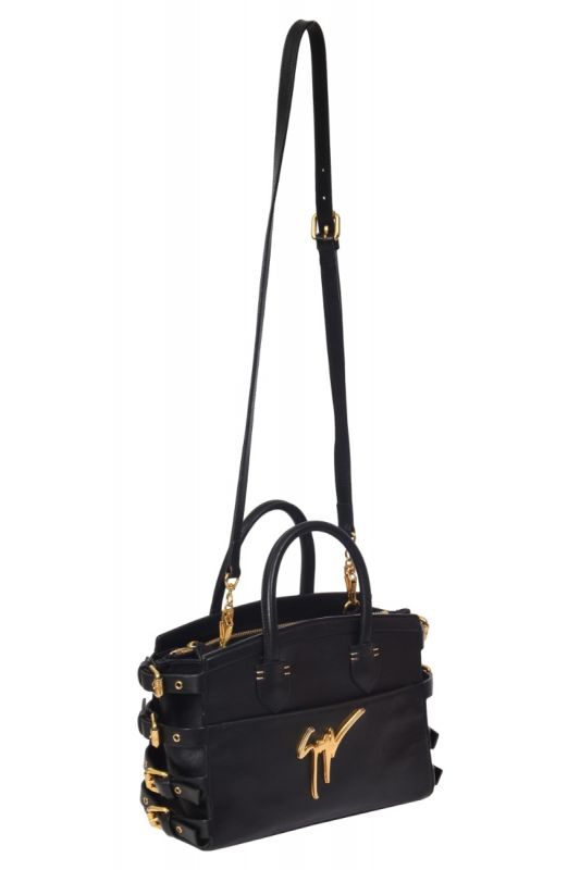 Guiseppe Zanotti Black Leather Angelina Top Handle Bag