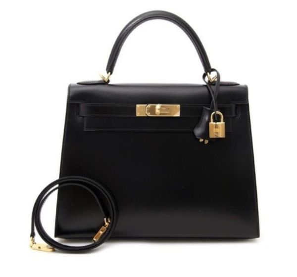 HERMES BLACK LAMBSKIN GOLD HARDWARE KELLY SELLIER 28