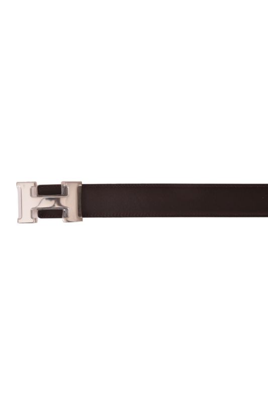 Hermes H Reversible Silver Buckle Belt