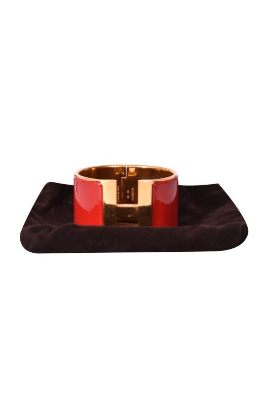 Hermes Maroon Thick Enamel H Clic Clac Bracelet
