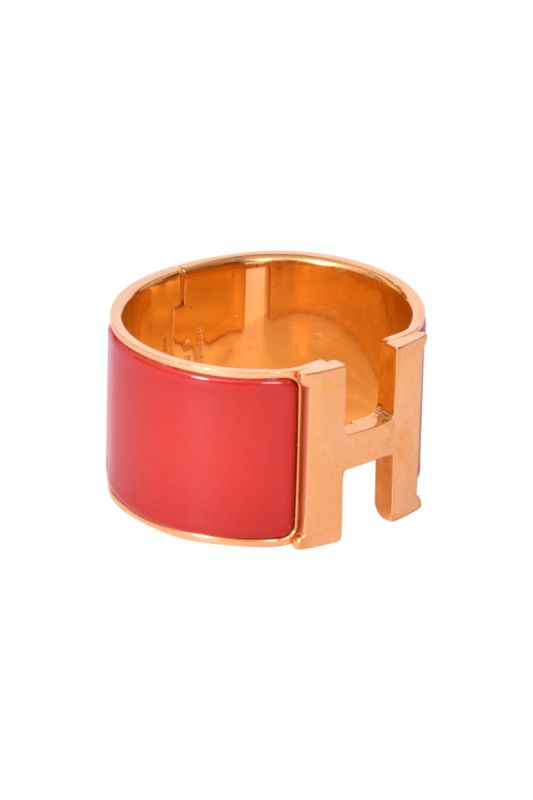 Hermes Maroon Thick Enamel H Clic Clac Bracelet