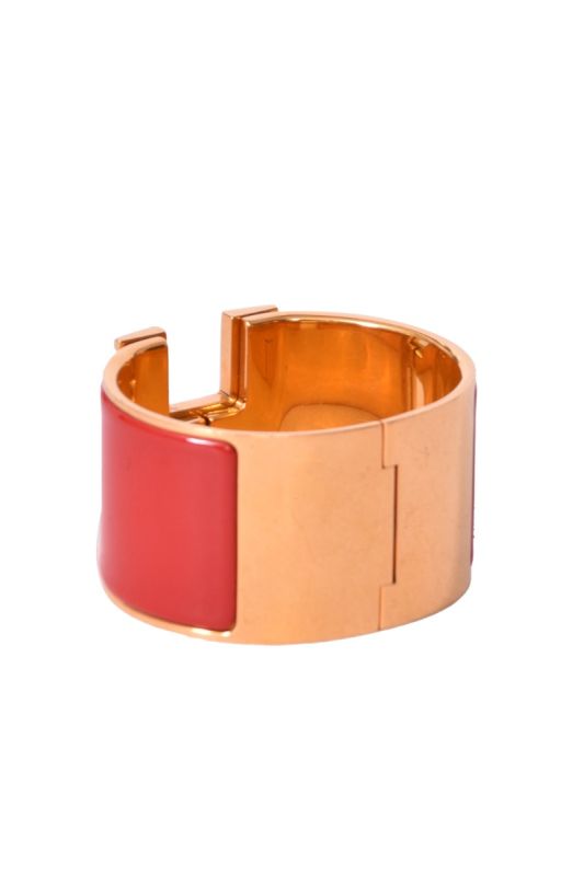 Hermes Maroon Thick Enamel H Clic Clac Bracelet