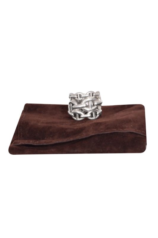 Hermes Sterling Silver Chaine D’ancre Enchainee Ring