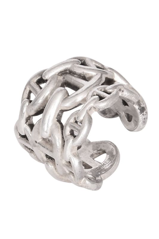 Hermes Sterling Silver Chaine D’ancre Enchainee Ring