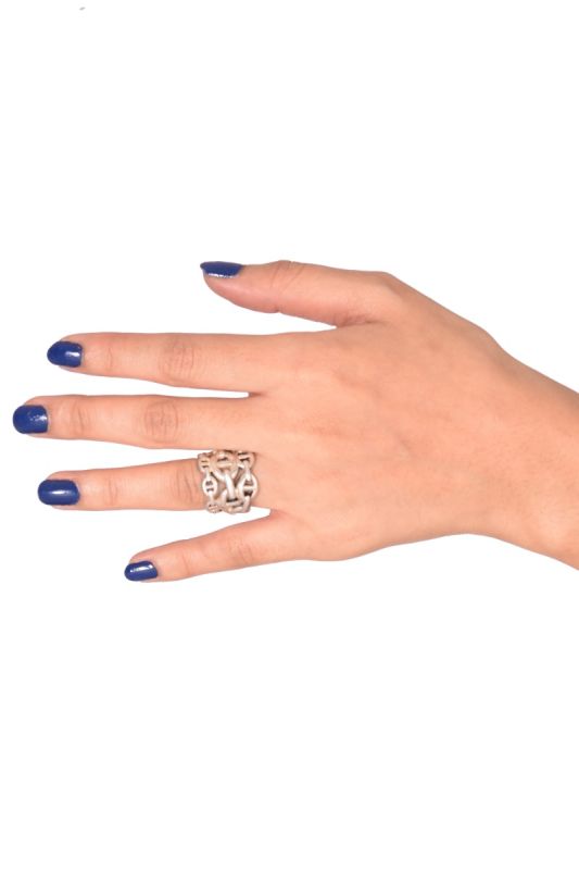 Hermes Sterling Silver Chaine D’ancre Enchainee Ring