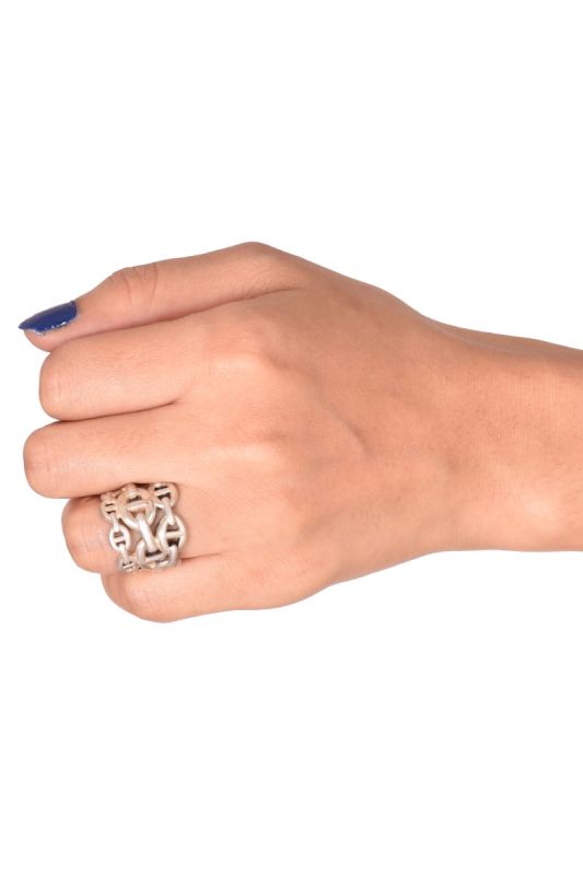 Hermes Sterling Silver Chaine D’ancre Enchainee Ring