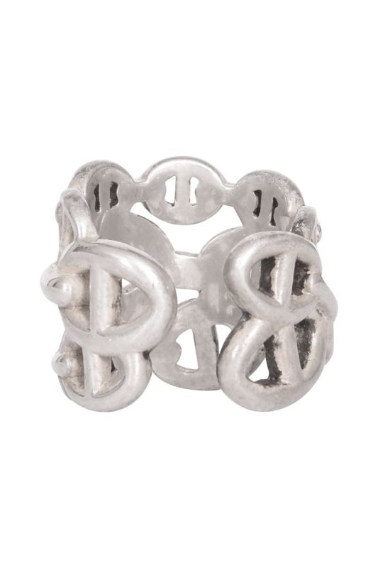 Hermes Sterling Silver Chaine D’ancre Enchainee Ring