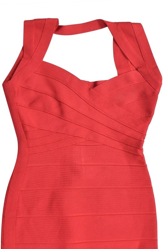 Herve Leger Red Open Back Bandage Dress